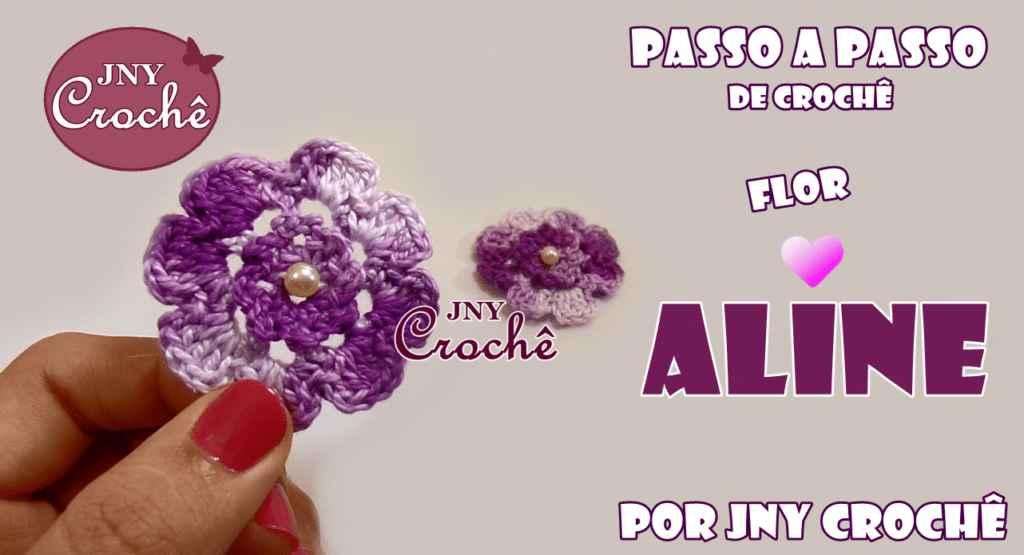 FLOR DE CROCHÊ SIMPLES PARA APLIQUE PASSO A PASSO | ALINE