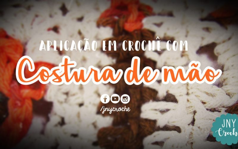 Aplicação em crochê com costura de mao