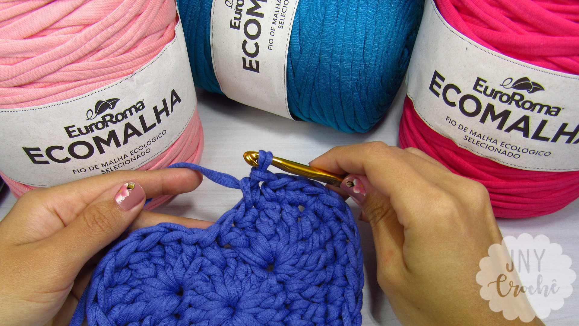 crochê com fio de malha