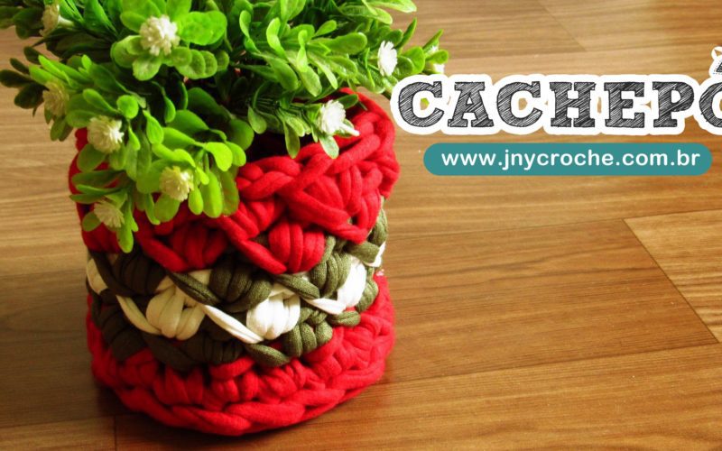 cesto cachepo de crochê