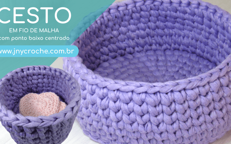Cesto em fio de malha com ponto baixo centrado
