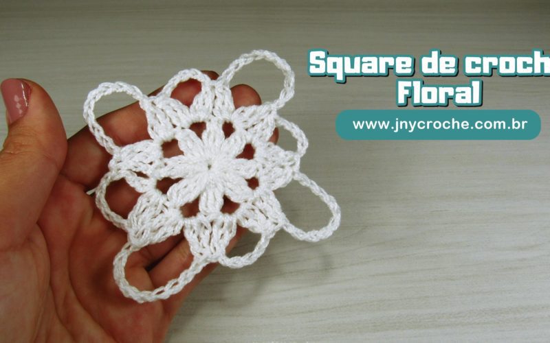 square de croche quadradinho com flor
