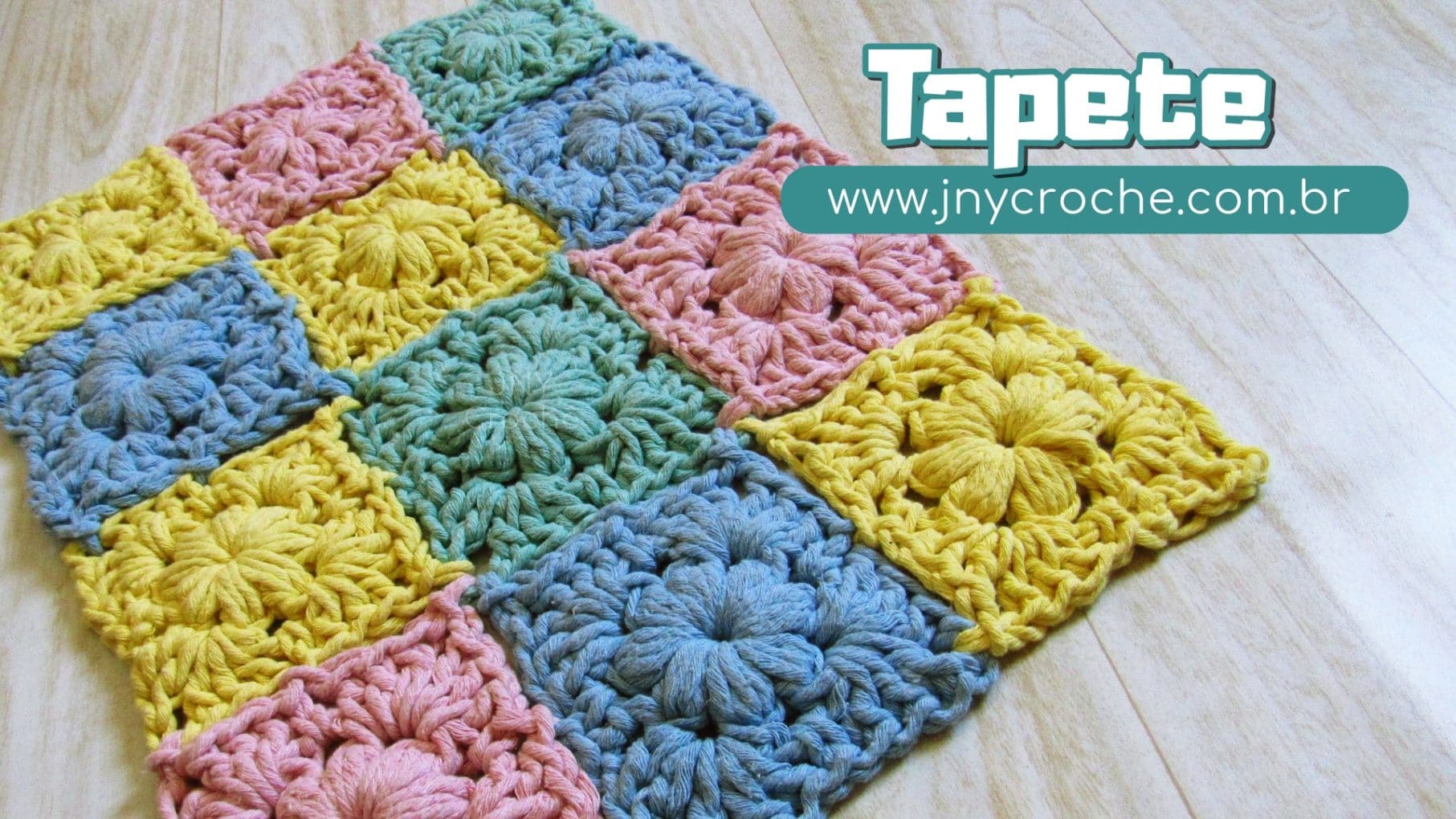 tapete de croche simples modulos florais