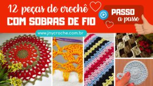 12 peças de crochê com sobras de fio 12 peças de crochê com sobras de fio