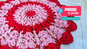 Tapete de crochê rosa spesso Tapete de crochê rosa spesso