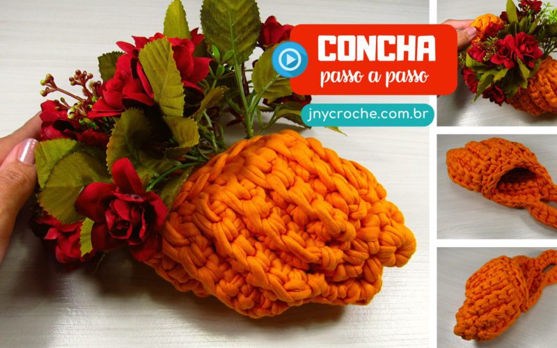 Concha em fio de malha de crochê