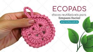 Ecopad de crochê Rosa Ecopad de crochê Rosa