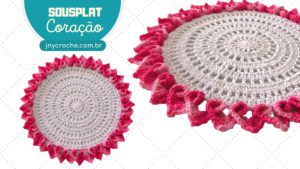 Sousplat Bico Torcido Coração Rosa Sousplat Bico Torcido Coração Rosa