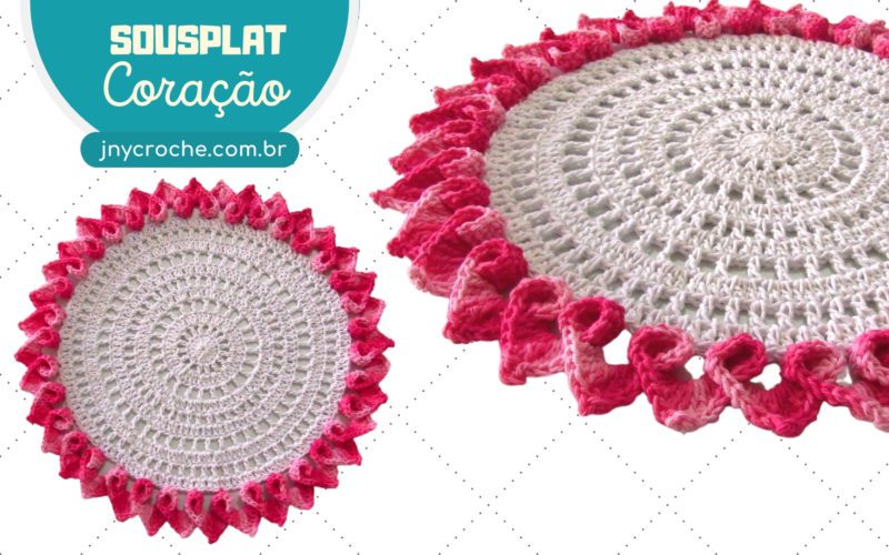 Sousplat Bico Torcido Coração Rosa