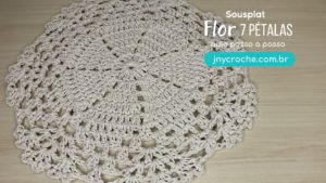 Sousplat de crochê Flor 7 pétalas Sousplat de crochê Flor 7 pétalas