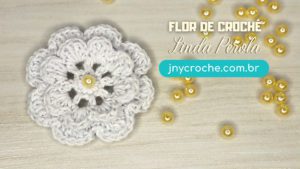 Flor de crochê linda pérola