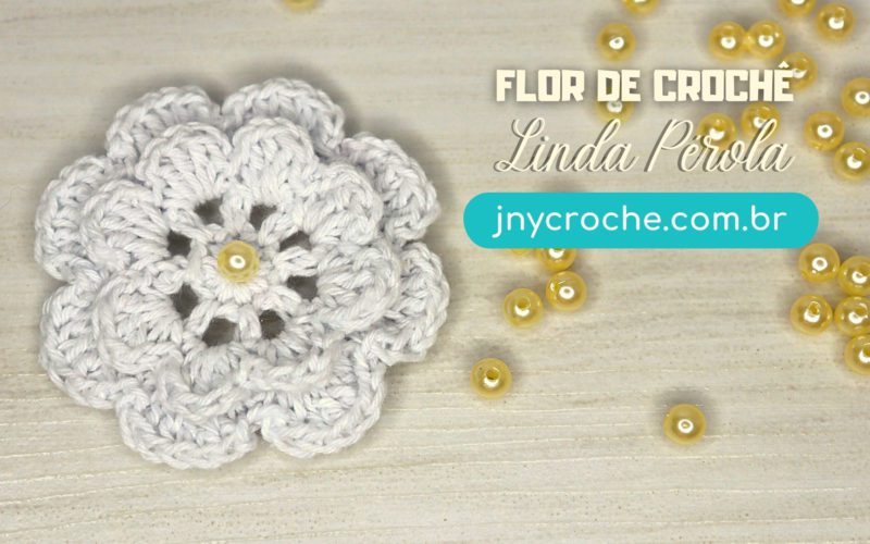 Flor de crochê linda pérola