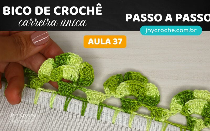 BICO DE CROCHÊ COM FLOR CARREIRA ÚNICA Aula 37