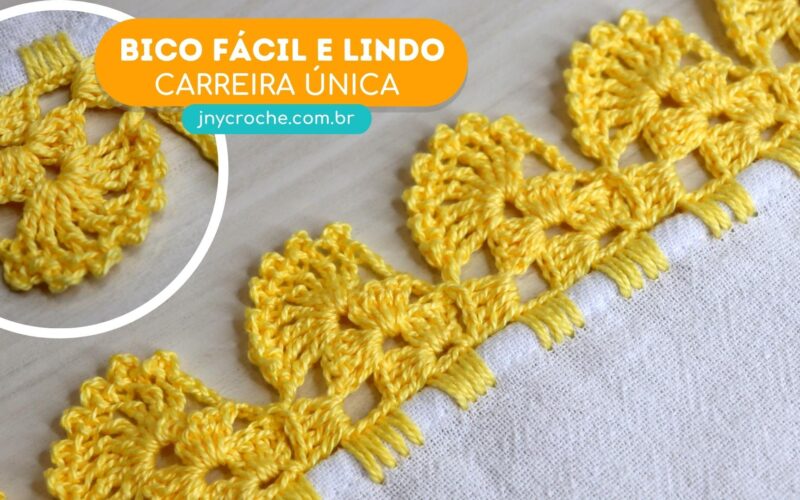BICO DE CROCHÊ FÁCIL PARA PANO DE PRATO CARREIRA ÚNICA PRÁTICO E BONITO
