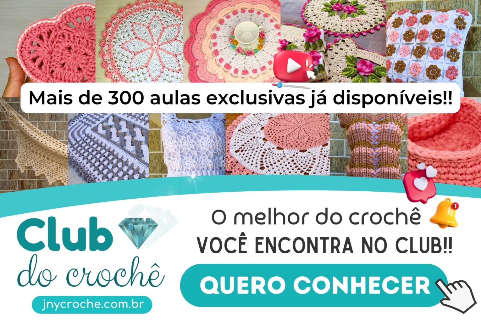 Assinatura Club do Crochê da JNY Crochê com centenas de aulas de crochê Assinatura Club do Crochê da JNY Crochê com centenas de aulas de crochê