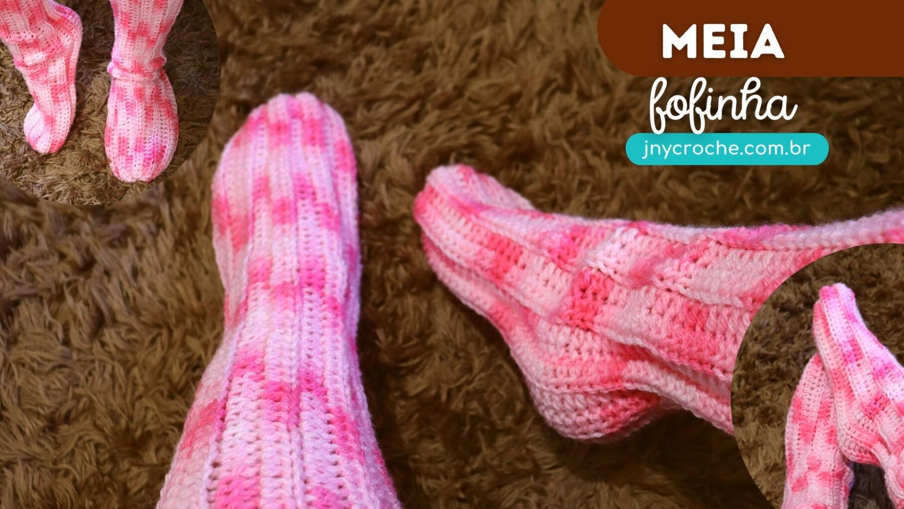 Meia de crochê Fofinha com meio ponto alto