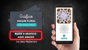 Gráfico Módulo | Square de crochê Floral Quadrado Branco Gráfico Módulo | Square de crochê Floral Quadrado Branco