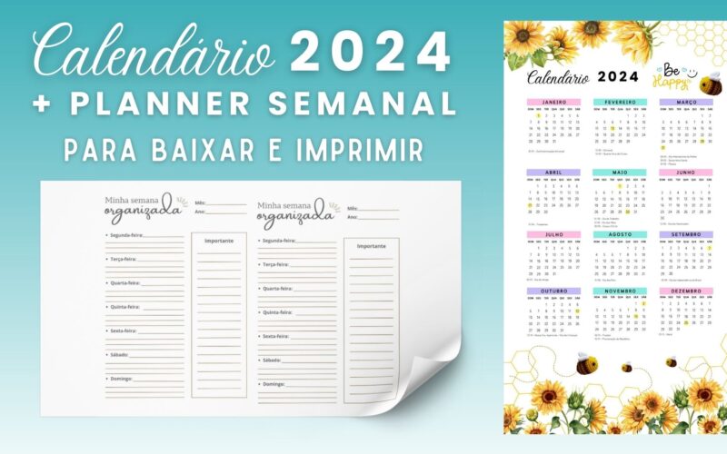 Calendário do Ano e Planner Semanal para Produtividade