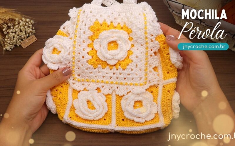 Bolsa Mochila de crochê Pérola | CLUB