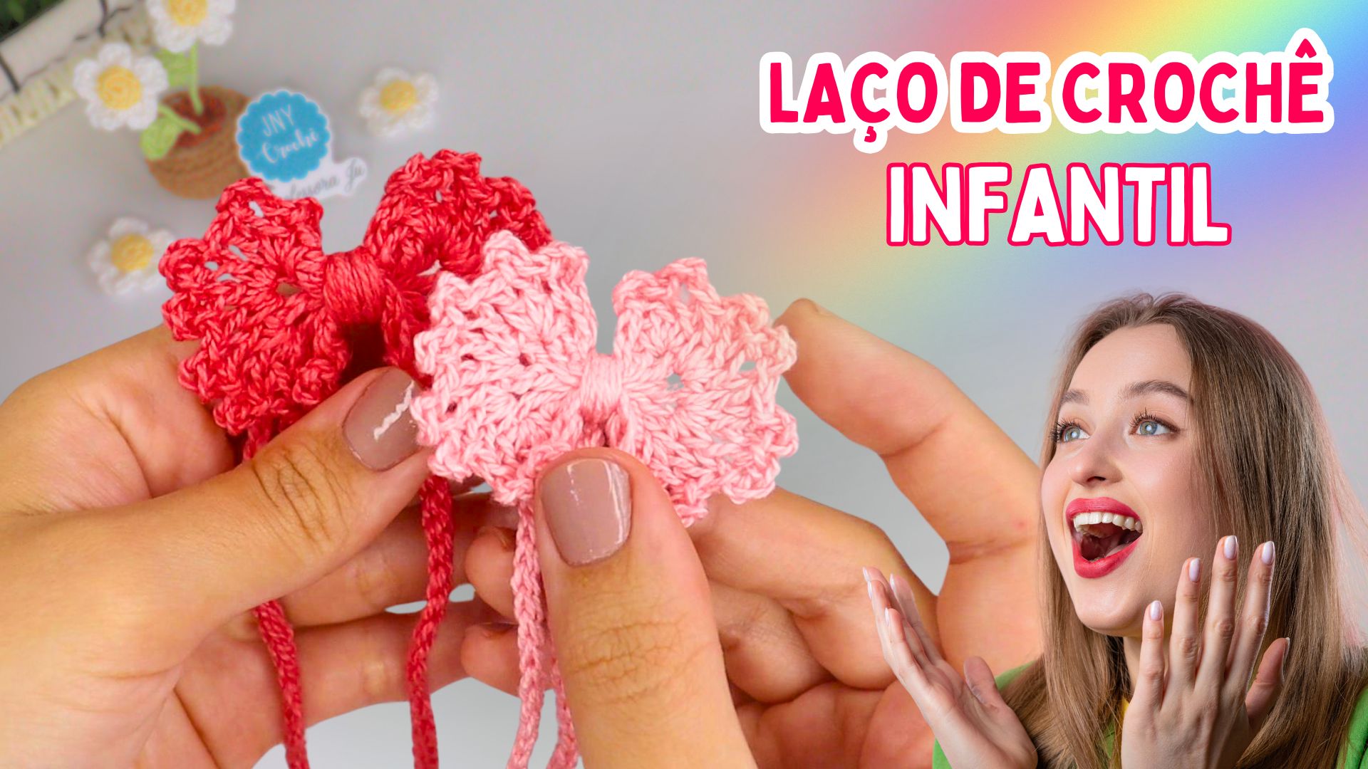 Laço para cabelo infantil, Laço de cabelo Infantil Luxo, Laço de crochê infantil, Laço de crochê para cabelo, Laço de crochê passo a passo, jnycroche,