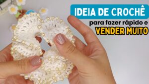 Scrunchie de Crochê para cabelo