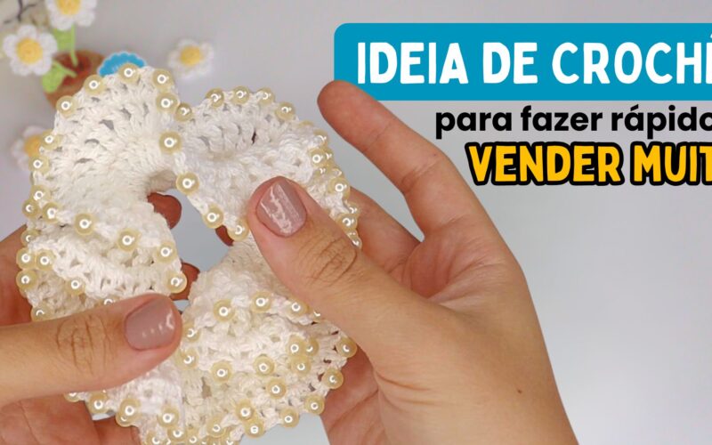 Scrunchie de Crochê para cabelo