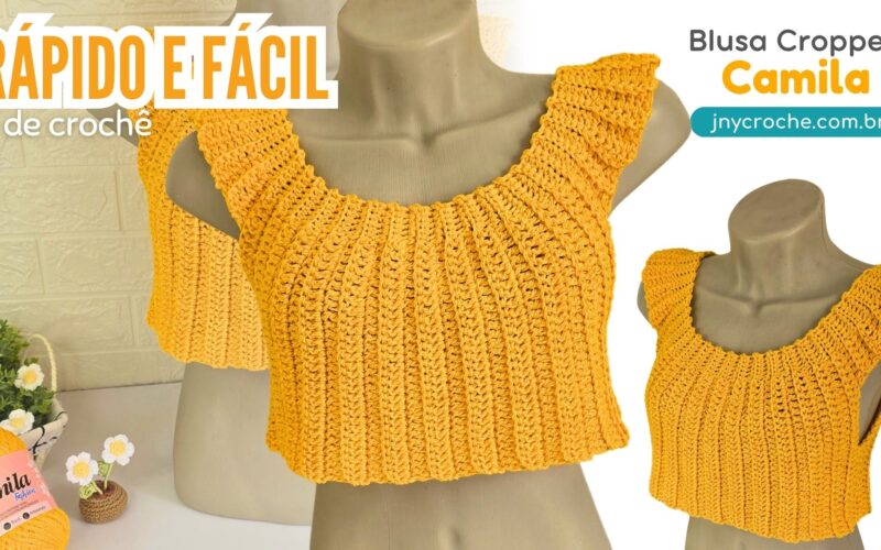 Blusa cropped de crochê, blusa de crochê, cropped de crochê, jny crochê,