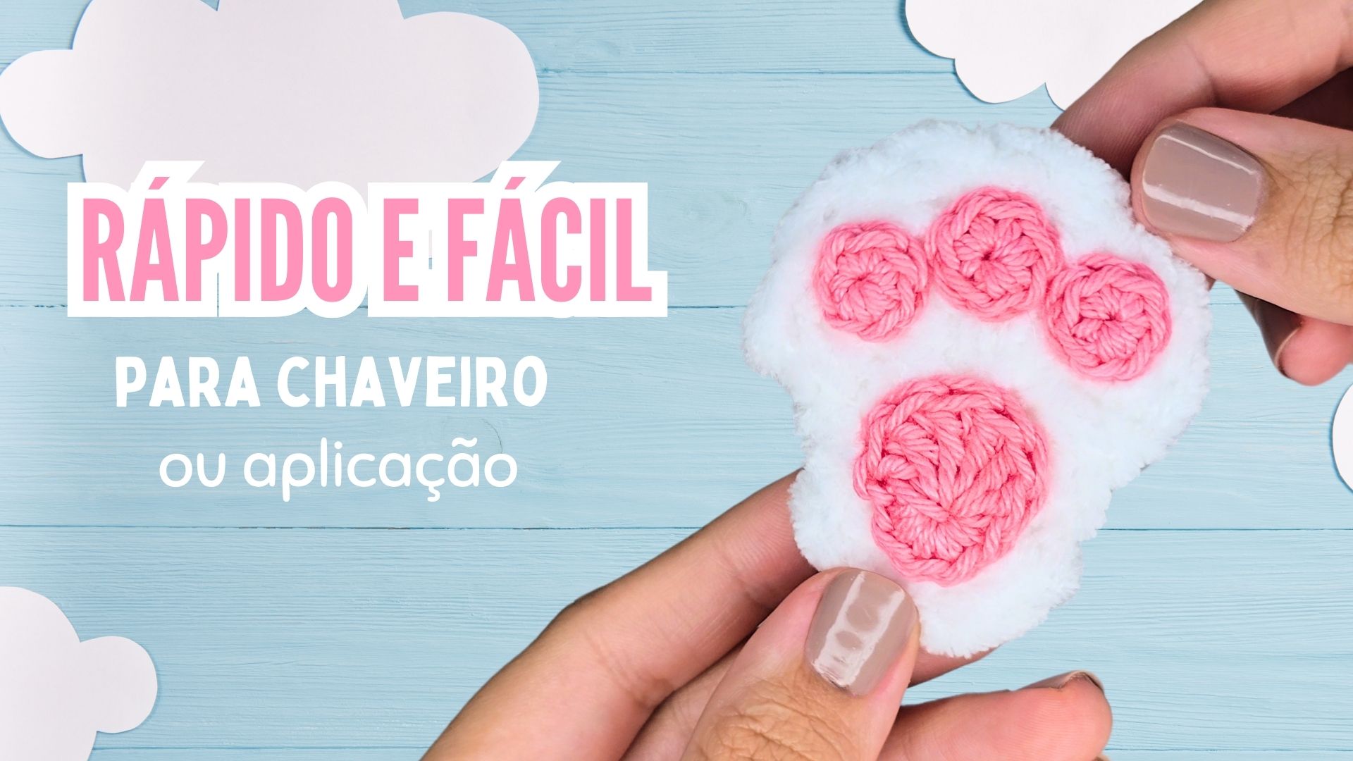 Patinha de coelho de crochê, pata de coelho de crochê, patinha de crochê, pata de crochê, chaveiro de crochê, acessório de crochê, jny crochê,