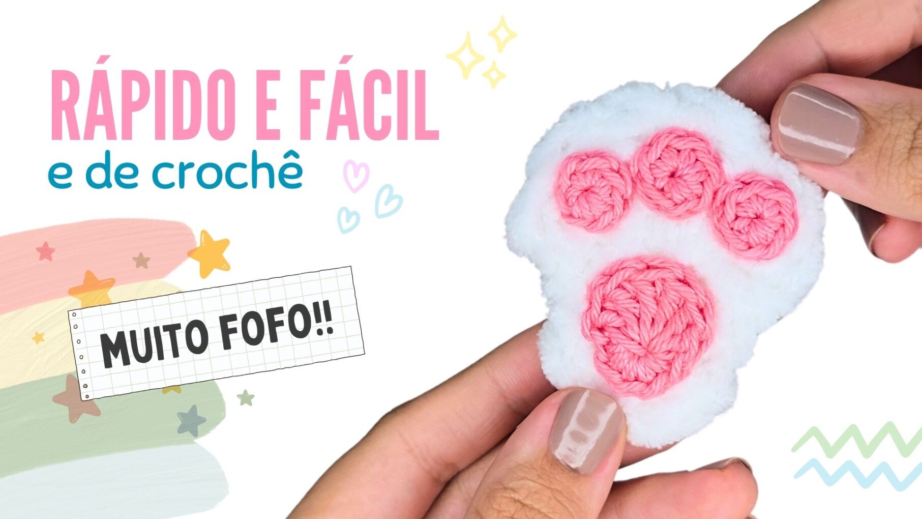 Patinha de coelho de crochê, pata de coelho de crochê, patinha de crochê, pata de crochê, chaveiro de crochê, acessório de crochê, jny crochê,