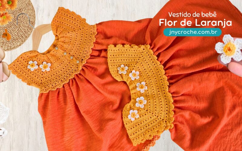 PERSONALIZAÇÃO COM FLORES Vestido de bebê Flor de Laranja