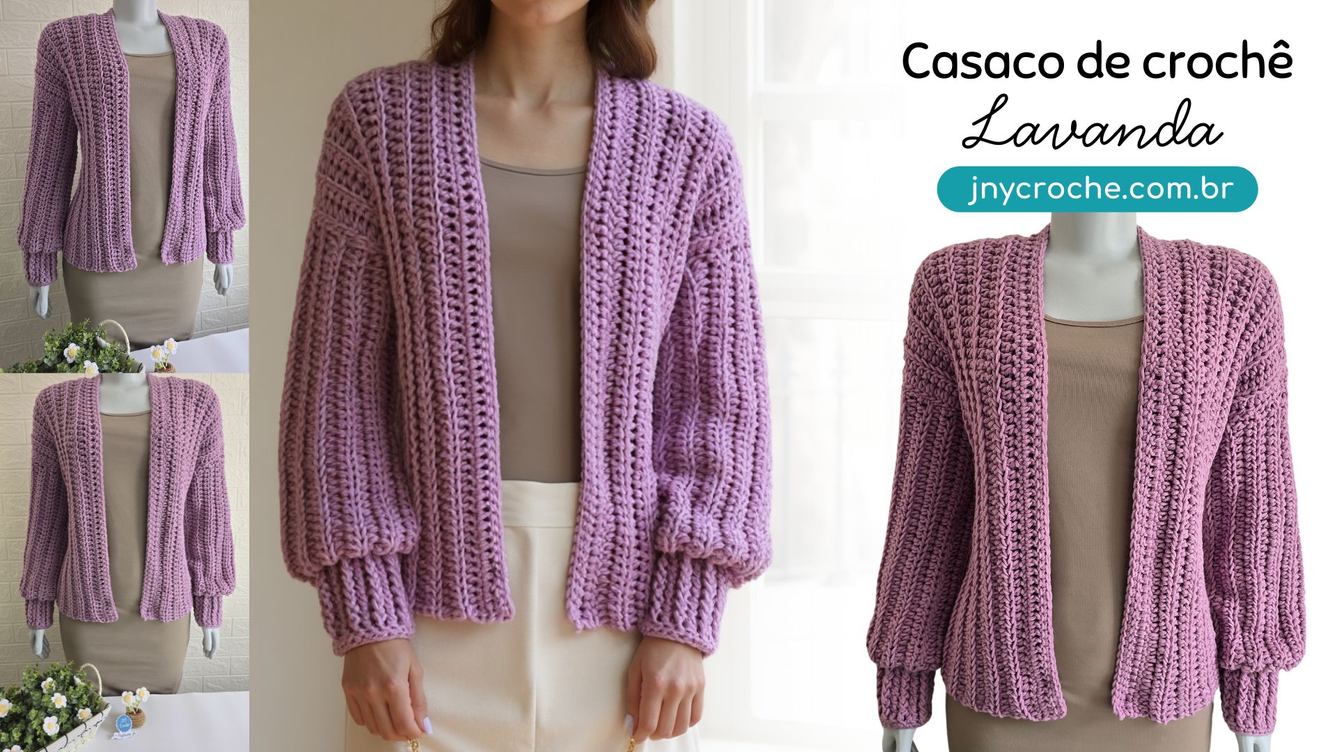 Casaco de crochê lindo e fácil Lavanda