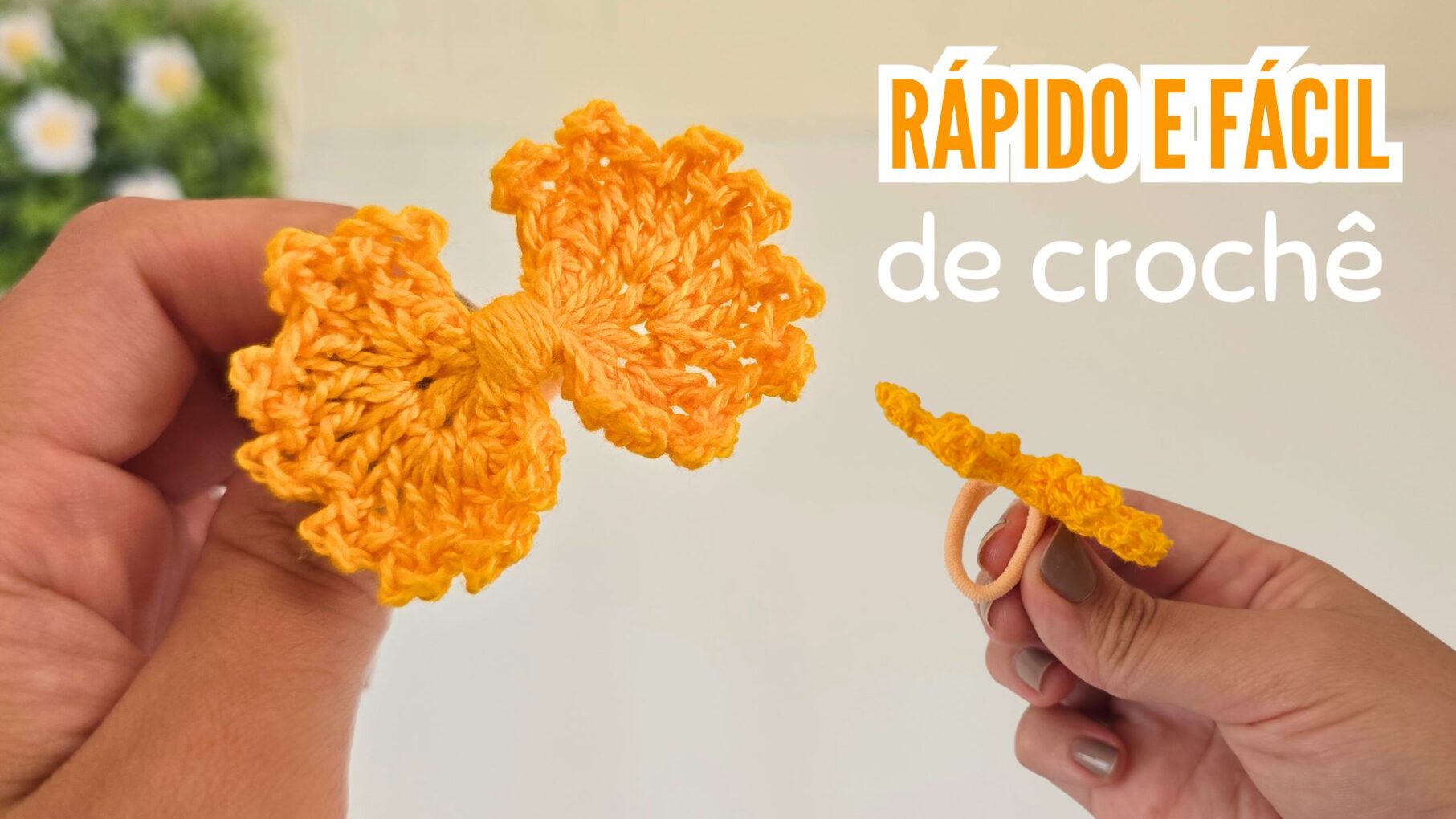 Laço de crochê infantil xuxinha para cabelo linda, rápida e fácil