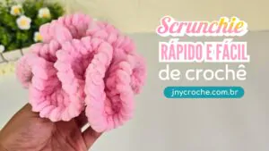Scrunchie de crochê Rosa para cabelo linda, rápida e fácil