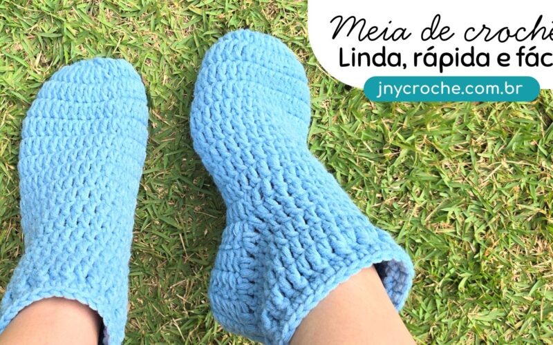 Meia de crochê passo a passo, simples, fácil e rápida - JNY Crochê