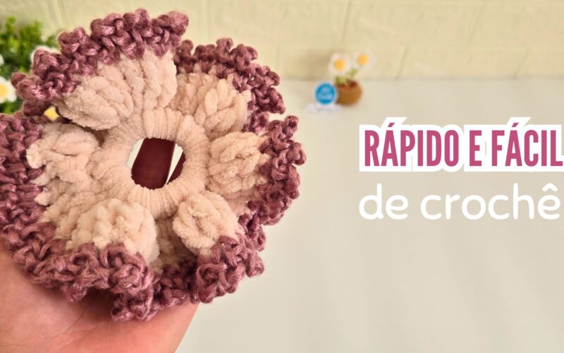 Scrunchie de crochê fácil e rápida!