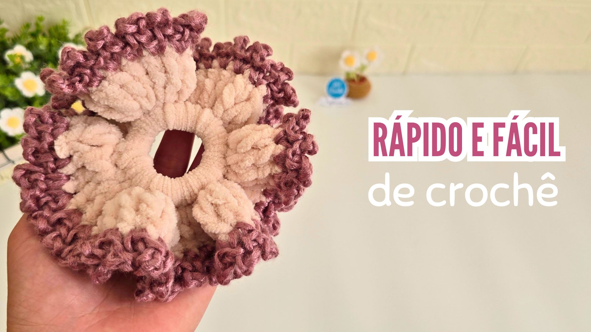 Scrunchie de crochê fácil e rápida!