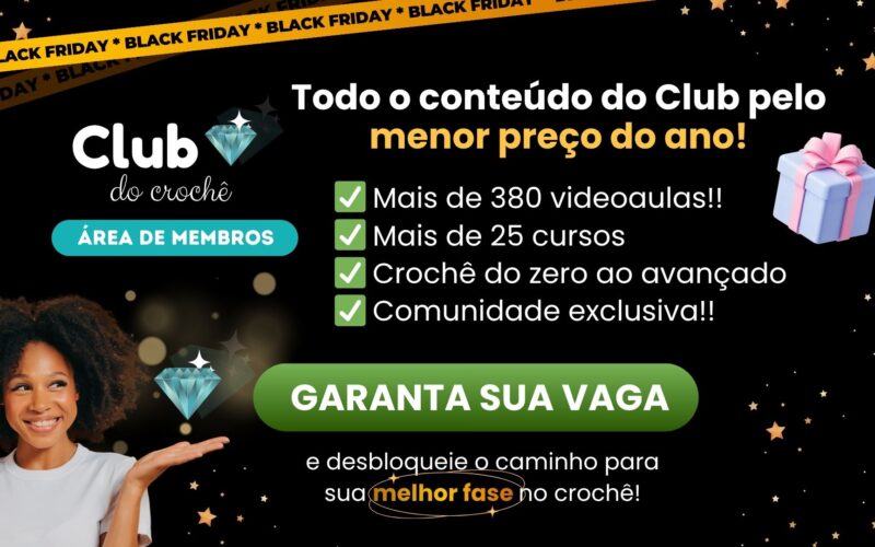 Club do Crochê da JNY Crochê com mais de 300 aulas de crochê exclusivas e mais de 25 curso de crochê incríveis.