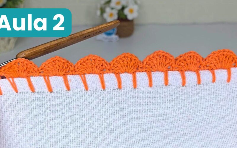bico de crochê para pano de prato, Bico de crochê simples e bonito, Bicos de crochê Diferentes, Bico de crochê bem bonito, caseado de crochê simples, aula 2