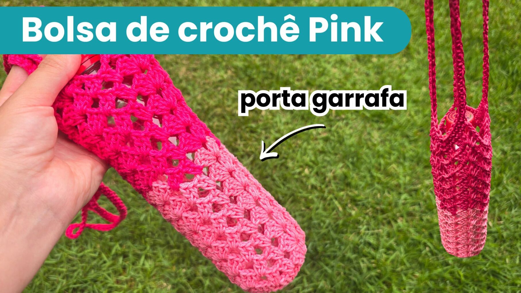 Porta garrafa de crochê de barbante, Porta garrafa de crochê, Porta garrafa de crochê com alça de mão, Porta garrafa de crochê,