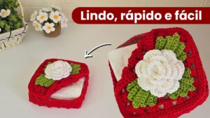 Porta guardanapo de crochê quadrado fácil e rápido passo a passo de crochê