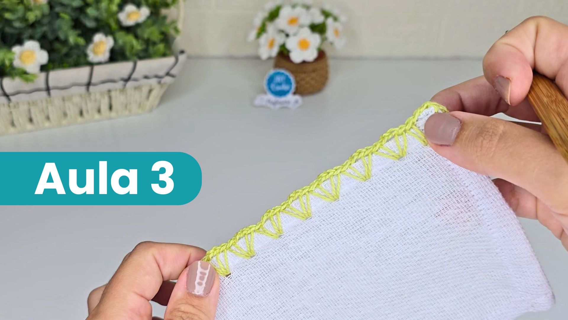 Bico de croche simples para pano de prato aula 3 para iniciantes do zero 