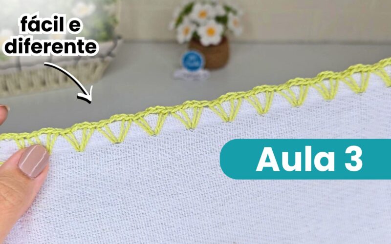 Bico de croche simples para pano de prato aula 3 para iniciantes do zero