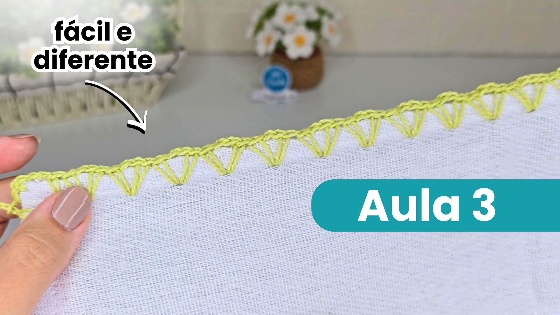 Bico de croche simples para pano de prato aula 3 para iniciantes do zero