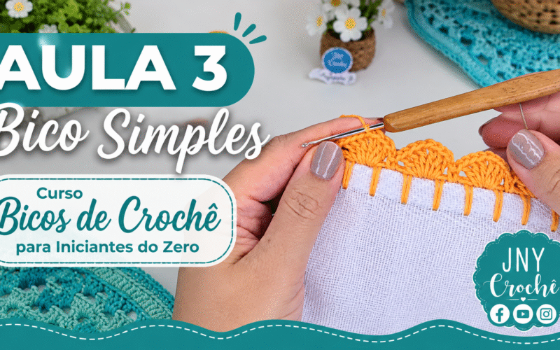 Aula 3 Bico Simples - Curso Bicos de Crochê para Iniciantes do Zero Club do Crochê