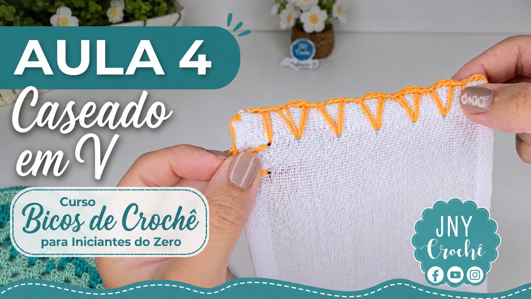 Aula 4 Caseado em V - Curso Bicos de Crochê para Iniciantes do Zero Club do Crochê