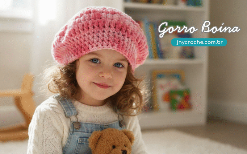 Gorro Boina Rosa menina THUMBS CLUB Club do Crochê