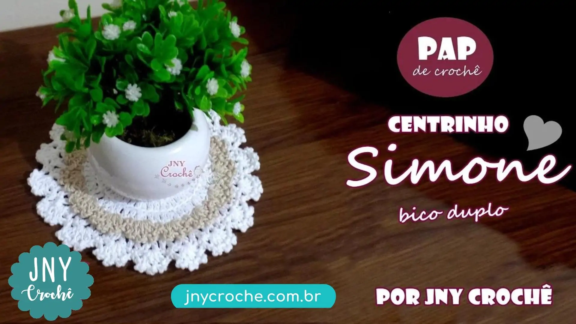 Centro de mesa de crochê simples passo a passo bico duplo Simone