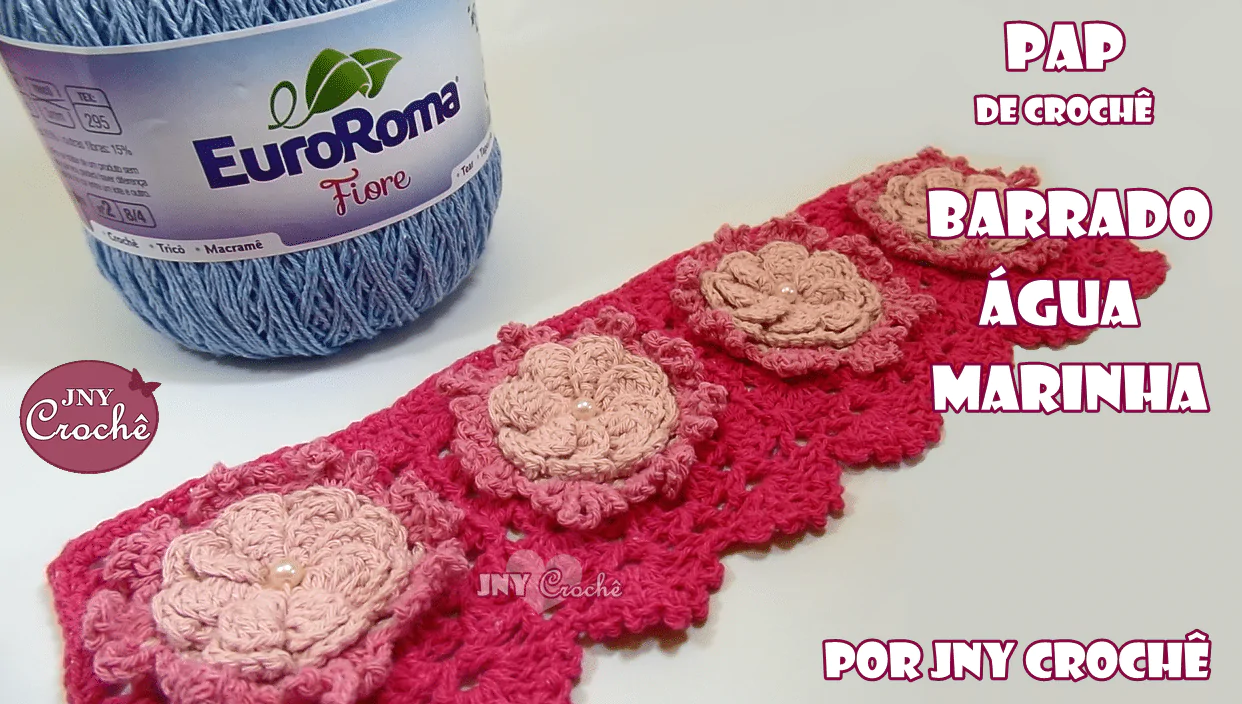 Barrado de crochê | flor água-marinha