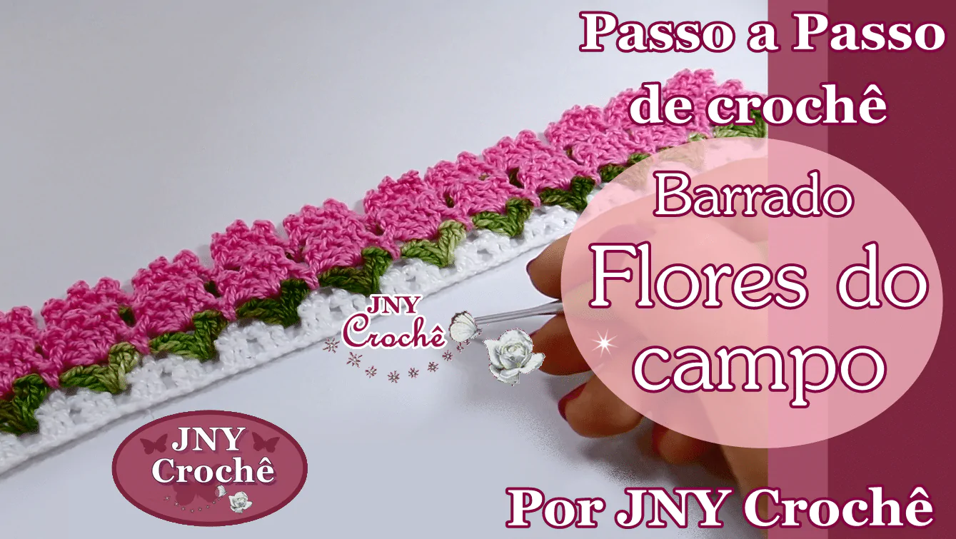 Barrado de crochê FÁCIL | Flores do campo