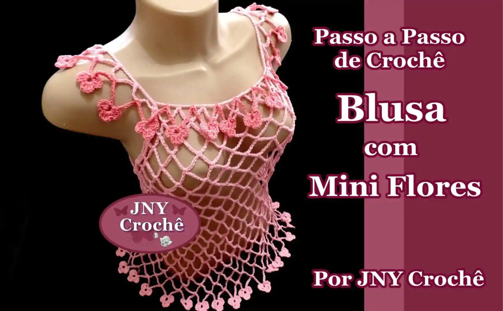 Blusa de crochê com mini flores